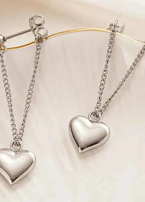 Orecchini Pendenti Huitan in Acciaio Inossidabile per Donne, Design Estetico a Catena con Cuore, Accessori Romantici per Matrimoni e Fidanzamenti, Gioielli di Tendenza