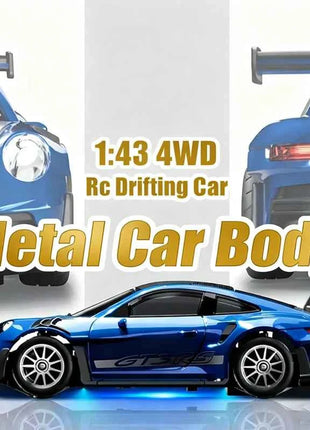 Professional 1:43 RC Drift Car with ESP Gyroscope Full Proportional Control 4WD Metal Body 2 Sets Tires for Realistic Drifting