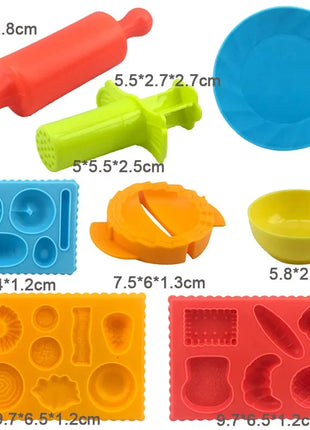 Stampi per pasta da gioco per alimenti per bambini Plastica Frutta Verdura Gnocco Stampo per noodle Coltello Forchetta Ciotola Piatto Accessori per plastilina Giocattoli