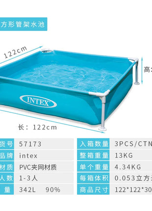 Piscina Intex 57173 blu con telaio a tubi quadrati piccoli per bambini, piscina per palline, piscina per sabbia, vasca da bagno, laghetto per pesci 122x122x30cm