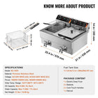 Friggitrice Elettrica Commerciale SucceBuy 12L Doppia Vasca 3000W - Acciaio Inox