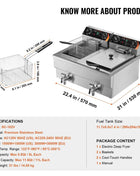 SucceBuy 12L Commercial Electric Deep Fryer w/Dual Tanks 3000W  Stainless Steel Countertop Fryer for Fried Chicken French Fries