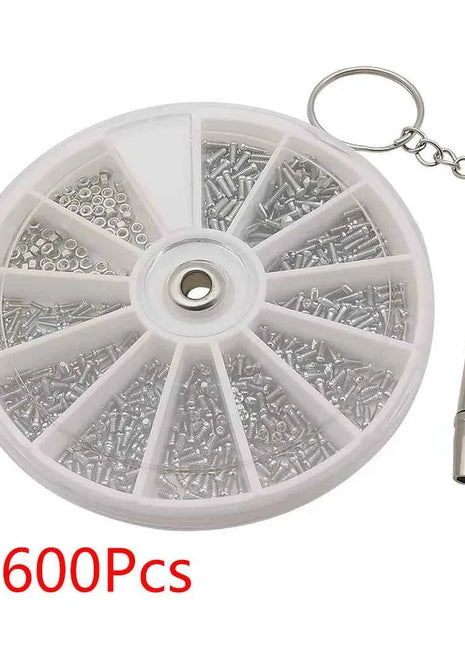 600 pz/scatola M1 M1.2 M1.4 M1.6 Kit di assortimento di dadi per viti piccole universali per occhiali da sole occhiali da vista strumenti di riparazione dell'orologio