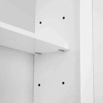 Wall Cabinet with Mirror Shelf Adjustable Height for Bathroom Kitchen, 56 x 13 x 58 cm, White
