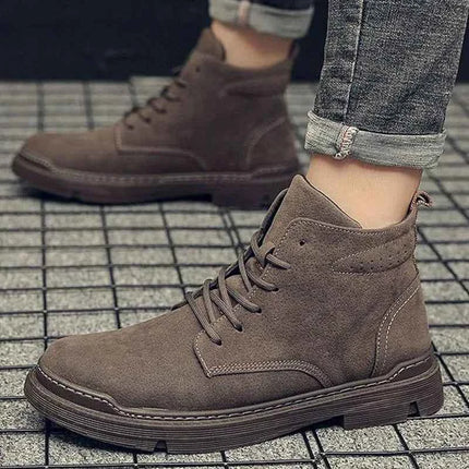2022 Autumn Men Boots Street Trend Motorcycle Boots Winter Flat Lace-up Suede Ankle Boots Thickened Botas Hombre Piel