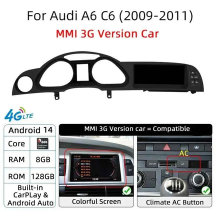 Android 14 Auto Radio CarPlay For Audi A6 C6 4f  For Audi Q7 4L 2005-2015 MMI 2G 3G GPS Car Multimedia Player Navi Stereo DSP