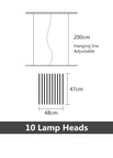 10 Heads L48CM / White Lamp Body / Dimmable with remote