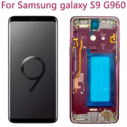 Display AMOLED per SAMSUNG Galaxy S9 G960 Display Touch Screen Digitizer Assembly G960F/DS OLED LCD con sostituzione del telaio