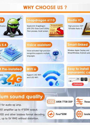 Hizpo AI Voice Autoradio Radio For Fiat Doblo 2015 - 2019 4G Car Multimedia GPS 2din Wireless CarPlay Android Auto Navigation BT