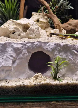 Reptile Aquatic Dual-Use Cave Tunnel Hideout Non-Toxic Decor for Gecko Crab Fish Shrimp Aquarium Terrarium Land Water Landscape