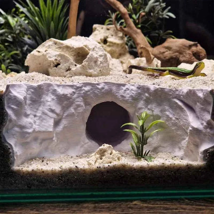 Reptile Aquatic Dual-Use Cave Tunnel Hideout Non-Toxic Decor for Gecko Crab Fish Shrimp Aquarium Terrarium Land Water Landscape