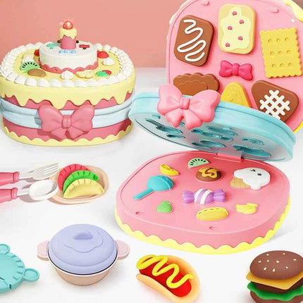 Plastilina fai da te per bambini che modellano set da forno in argilla polimerica Mat Candy Cake Kitchen Pretend Play Toy Girl Kid Birthday Gift