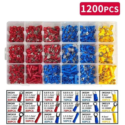 Assorted Electrical Crimp Terminal Kit 280/1500pcs - Cold Pressed Male Female Quick Connect Lugs for DIY & Repairs