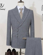 ST Cassy Elegant mens suits for wedding Slim fit Double Breasted Multiple buttons Casual Business Two-piece dress party outfit