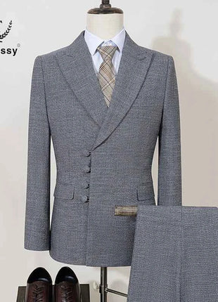 ST Cassy Elegant mens suits for wedding Slim fit Double Breasted Multiple buttons Casual Business Two-piece dress party outfit