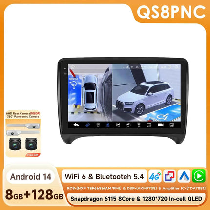 9" Hizpo 2Din Android Auto Car Radio for Audi TT MK2 8J 2006 - 2014 Snapdragon 6115 GPS Navigation SWC DSP 4G BT CarPlay 360°CAM