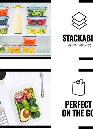 Kitchen Food Contianers Set, Microwave Dishwasher Safe BPA FREE 10pcs 840ML Containers Set With 10stickers and Marker