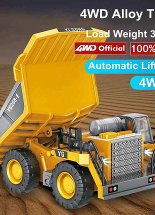 4WD Remote Control Excavator 4x4 Alloy Dump Truck Bulldozer Radio Model RC Car Construction Vehicle Toy Children Kids Gifts