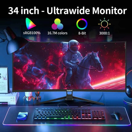 34-inch UltraWide 120Hz Gaming Monitor IPS Direct-View Panel 21:9 UltraWide Screen 2K Resolution (2560x1080) No Built-in Speaker
