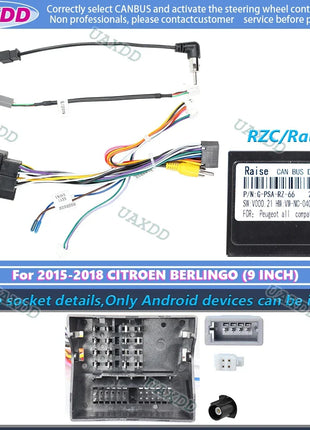 For 2015-2018 CITROEN BERLINGO PEUGEOT PARTNER 9 INCH Car stereo radio Android fascia panel wiring harness canbus decoder