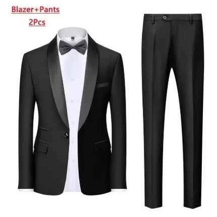 Abito Uomo 3 Pezzi Nero Slim Fit - Giacca, Pantalone e Gilet Cerimonia