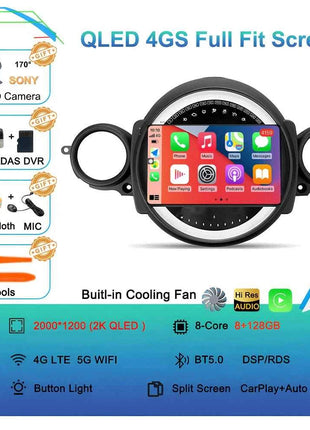 Android16 Radio Qled For BMW MINI Cooper R56 R60 2007 - 2014 Car intelligent systems Navigation GPS Carplay Android auto WIFI+5G