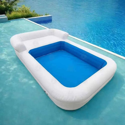 Piscina Gonfiabile Grande 5x3m in PVC Resistente con Lettino, Lussuosa Piscina Gonfiabile per Divertimento Familiare in Giardino per Adulti e Bambini