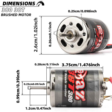 370 380 390 Brushed Motor DC MOTOR 30A KIT for 1:10 1:12 1:14 1:16 1:24 RC Monster CRAWLER AXIAL SCX24 B17 TAM54393 B17 TRX 7075