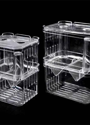 Acrylic 3 Sizes Double-Deck Clear Fish Breeding Isolation Box Hatchery Divider for Shrimp Clownfish Aggressive Fish Injured