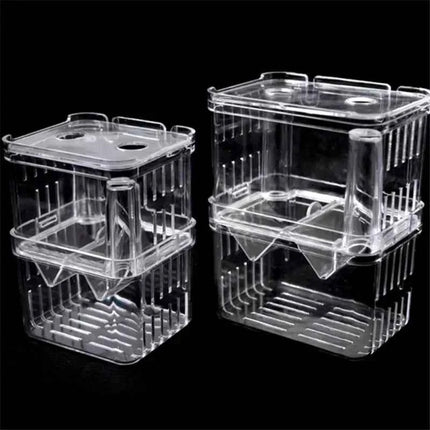 Acrylic 3 Sizes Double-Deck Clear Fish Breeding Isolation Box Hatchery Divider for Shrimp Clownfish Aggressive Fish Injured