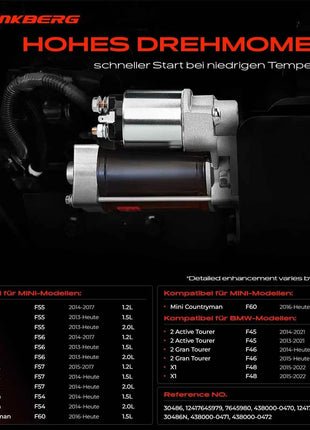 Motorino di Avviamento Frankberg 1x per BMW 2 Active Tourer, Gran Coupe X1, MINI Convertible, Clubman, Countryman 30486 12417645979 7645980