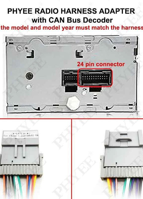 Auto Stereo Radio Cablaggio Adattatore 24 Spille per Chevy Silverado Chevrolet Malibu Impala GMC Envoy Sierra Buick Pontiac Hummer