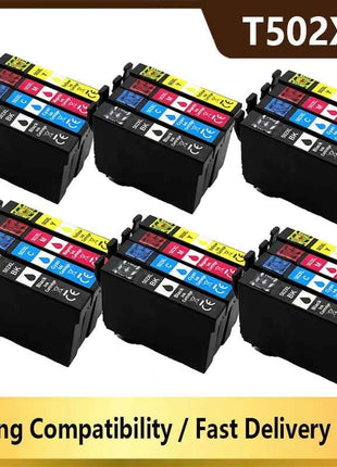 502XL Ink Cartridges for Epson T502 Compatible with WorkForce Pro WF-7830DTWF WF-7835DTWF WF-7840DTWF Printer