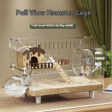 Large Acrylic Clear Hamster Villa Cage for Syrian Gold Teddy Bear Luxury Habitat Stackable DIY Habitat Terrarium