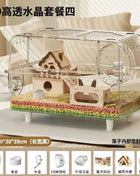 ‌Premium Hamster Cage, Thickened Acrylic Gerbil Mansion, Chew-Proof Luxury Habitat with Large Space, Ventilated Small Pet Home