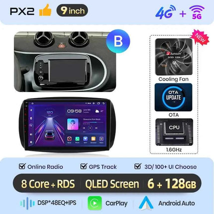 Junsun 8 Core Wireless CarPlay Android Auto Car Radio For Mercedes Benz Smart 453 Fortwo 2014-2020 4G WiFi GPS Navigation Stereo