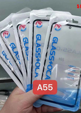 5 pezzi schermo frontale in vetro + OCA per Samsung Galaxy S25 S24 S23 S22 Plus S23fe A16 A06 A35 A55 A06s A26 A36 A24 A56LCD vetro esterno