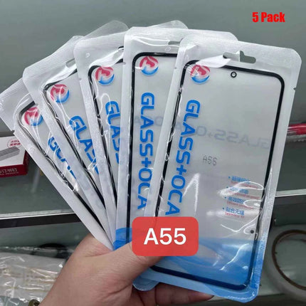 5 pezzi schermo frontale in vetro + OCA per Samsung Galaxy S25 S24 S23 S22 Plus S23fe A16 A06 A35 A55 A06s A26 A36 A24 A56LCD vetro esterno