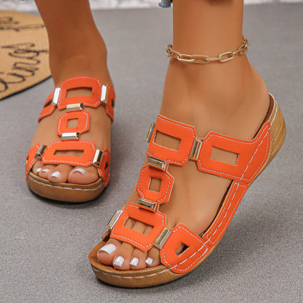 Sandali da donna stile romano di grandi dimensioni Pantofole da spiaggia open toe Zeppe estive Comode scarpe slip-on da esterno per donna