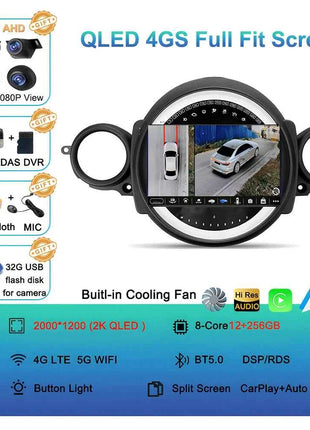 Android16 Radio Qled For BMW MINI Cooper R56 R60 2007 - 2014 Car intelligent systems Navigation GPS Carplay Android auto WIFI+5G