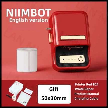 NIIMBOT B21 Label Printer Portable Wir-eless Bluetooth Thermal Label Maker Sticker Printer Color Clear label paper with printer