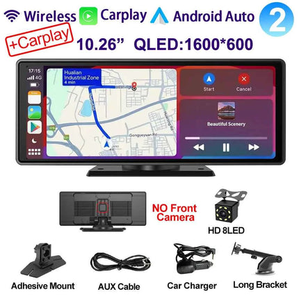 Universal 10.26" Car Intelligent 4K 360° Rotatio Car DVR Dash Cam Wireless CarPlay & Android Auto Bluetooth WIFI Rear Reversing
