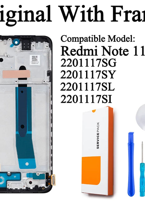 2201117 TG 2201117 SG Premium Lcd per Xiaomi Redmi Note 11 Display Touch Screen Digitizer Pannello di montaggio per Redmi Note 11S LCD