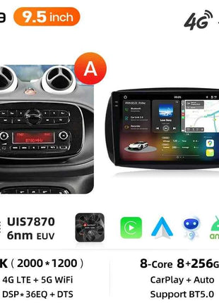 Junsun 8 Core Wireless CarPlay Android Auto Car Radio For Mercedes Benz Smart 453 Fortwo 2014-2020 4G WiFi GPS Navigation Stereo