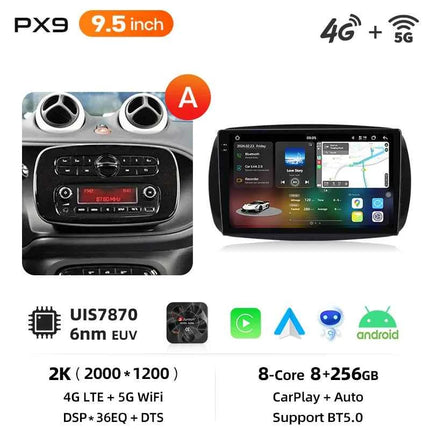 Junsun 8 Core Wireless CarPlay Android Auto Car Radio For Mercedes Benz Smart 453 Fortwo 2014-2020 4G WiFi GPS Navigation Stereo