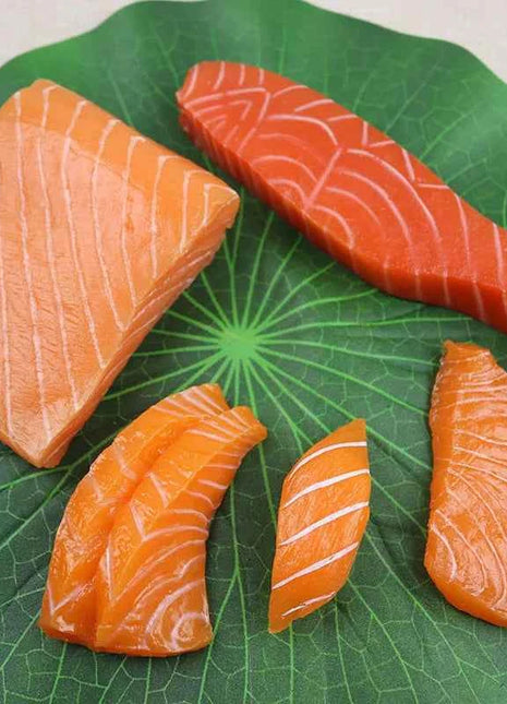 1pcs Simulated Sushi Model Simulated Salmon Fake Japanese Cuisine Simulated Salmon Slices Four Consecutive Pieces Food Model PVC