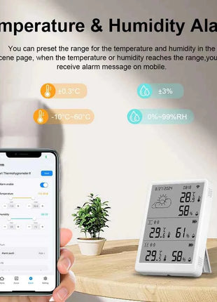 Tuya WiFi Stazione Meteo Kit Termoigrometro Intelligente Gateway WiFi E Termoigrometro Esterno IP65 Impermeabile 433 mhz con Avviso App
