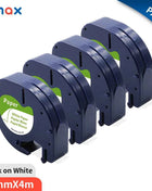 4/10PCS 91200 Compatible for DYMO LetraTag Label Tape  91220 91330 59421 Black on White 12mm*4m Paper for DYMO Label Printer