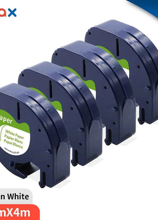 4/10PCS 91200 Compatible for DYMO LetraTag Label Tape  91220 91330 59421 Black on White 12mm*4m Paper for DYMO Label Printer