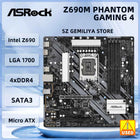 ASRock Z690M PHANTOM GAMING 4 Motherboard intel Z690 LGA1700 support 14900F 14700 13400 13600KF 12400 cpu DDR4 128GB M.2 cpu